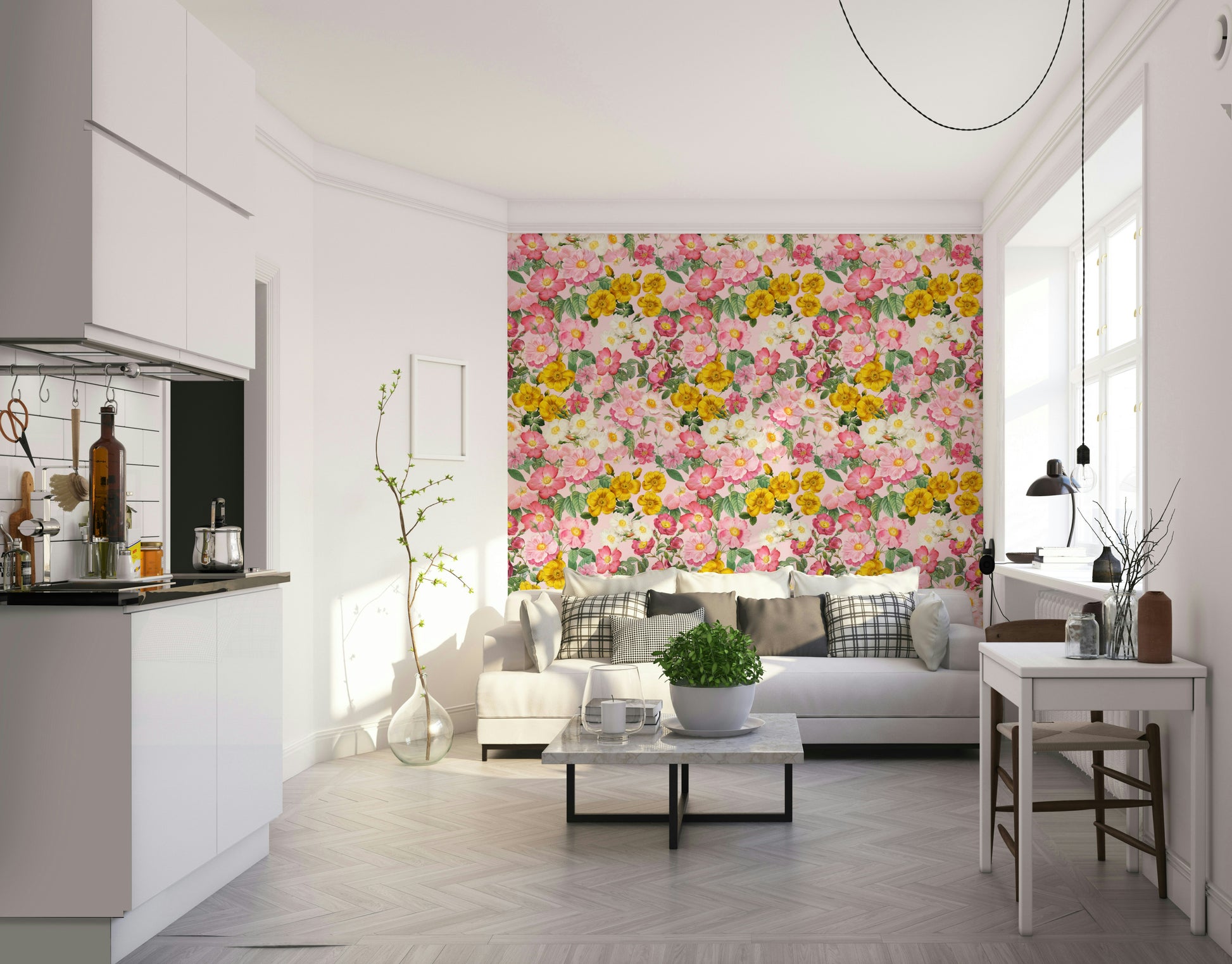 Vintage-inspired romantic rose wallpaper

