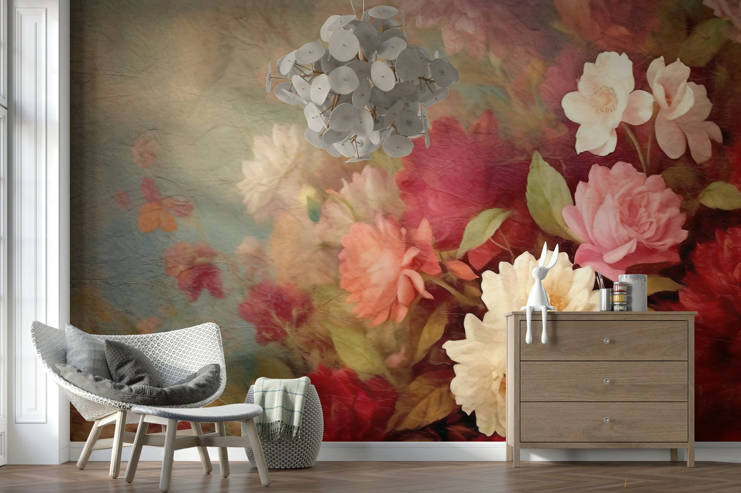 A classic floral design wallpaper for walls.

