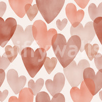 Patterned wallpaper with overlapping watercolor heart motifs in soft, airy tones.