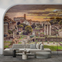 Rome-inspired ancient stone arches mural for modern living room wall decor