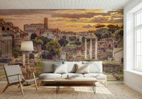 Roman forum ruins wall mural in earthy color palette for apartment decor