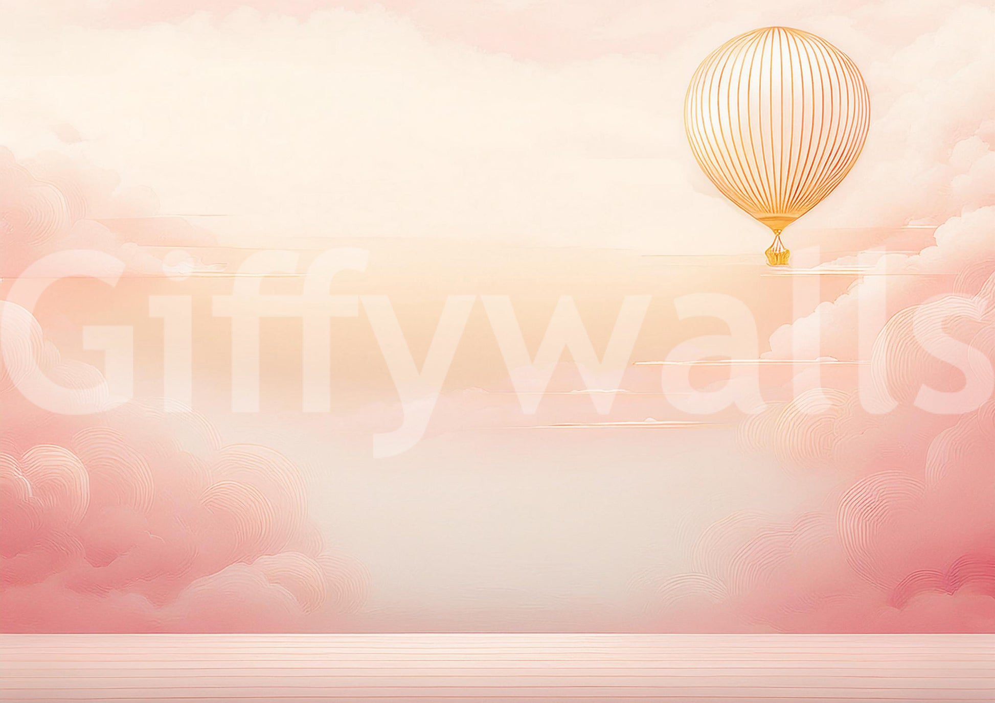 Light pink sky wall decor for a guest room feature wall with natural lighting.