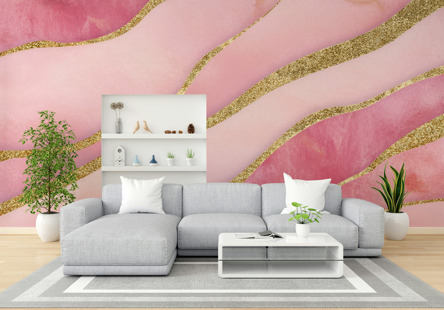 Bedroom rose gold wallpaper

