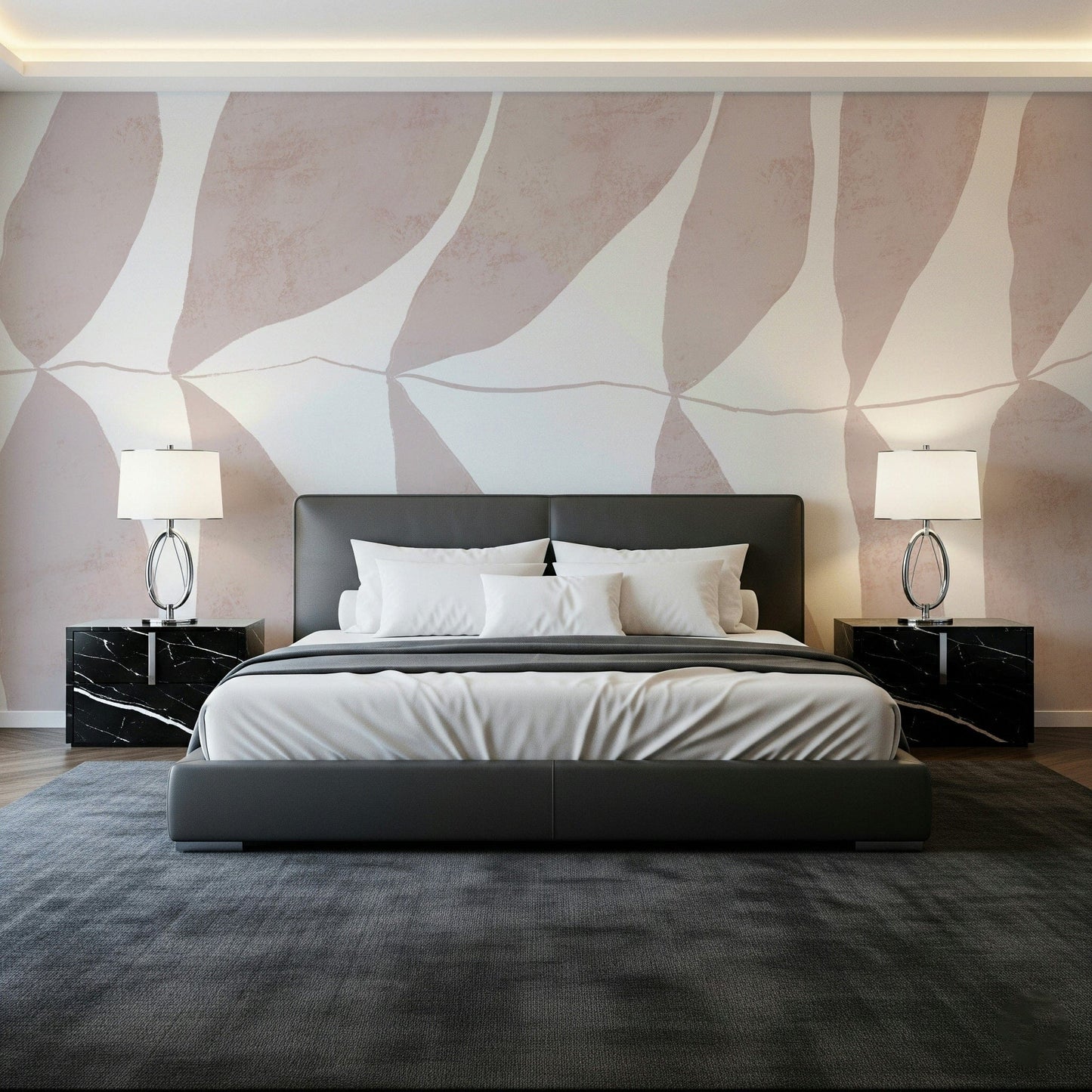 An artistic elegant petal mural on minimalist wallpaper.

