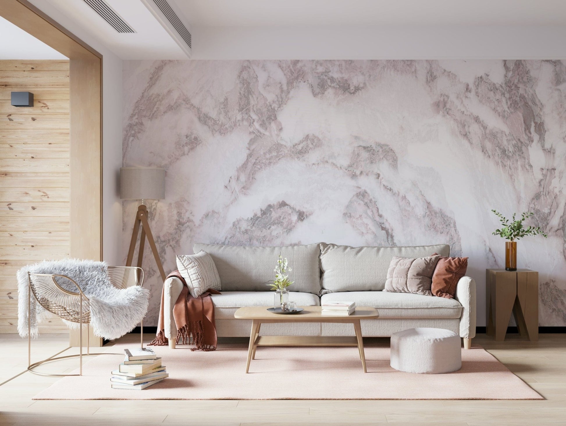 Wall mural showcasing delicate pink marble textures for modern, minimalist, or contemporary décor.