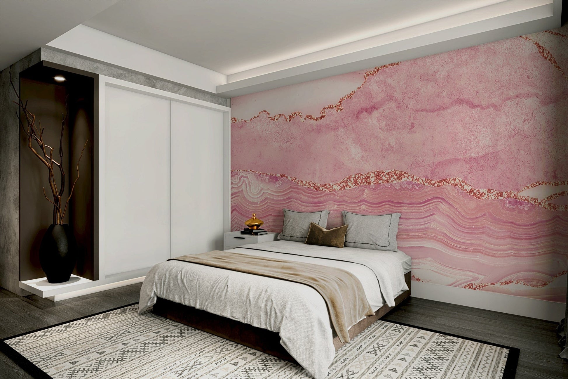 The mural has a modern, chic feel.

