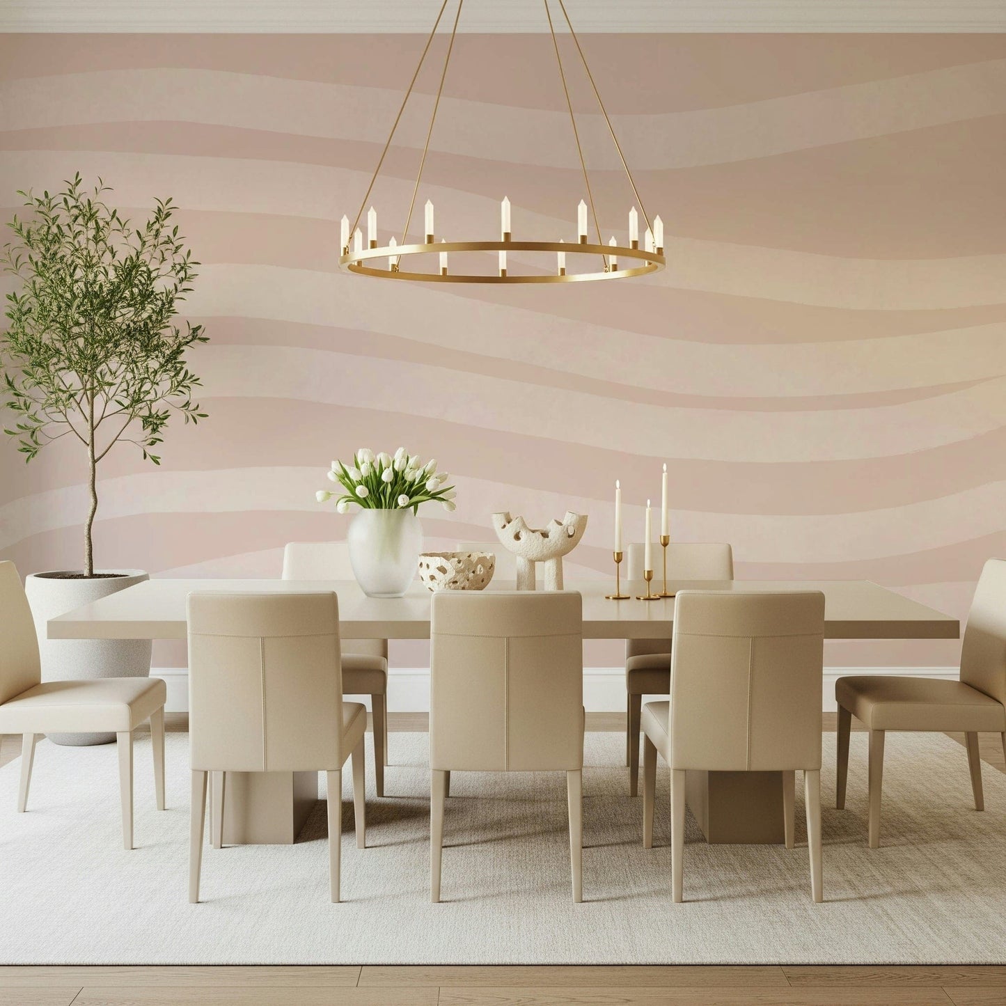 A contemplative gentle design wallpaper mural for a feature wall.