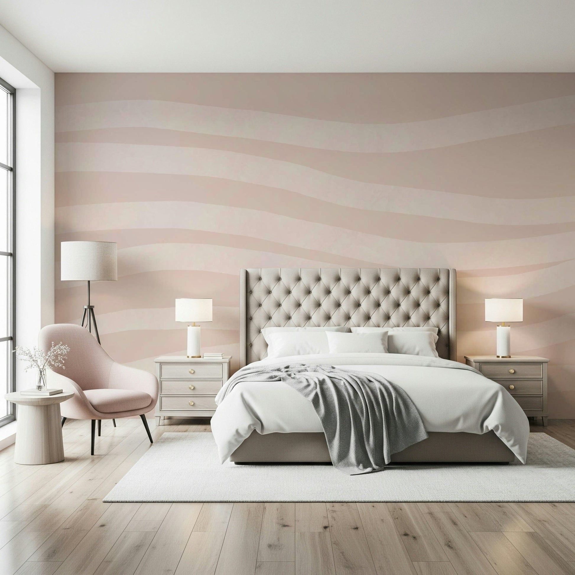 A serene subtle wave wall mural for tranquil decor.