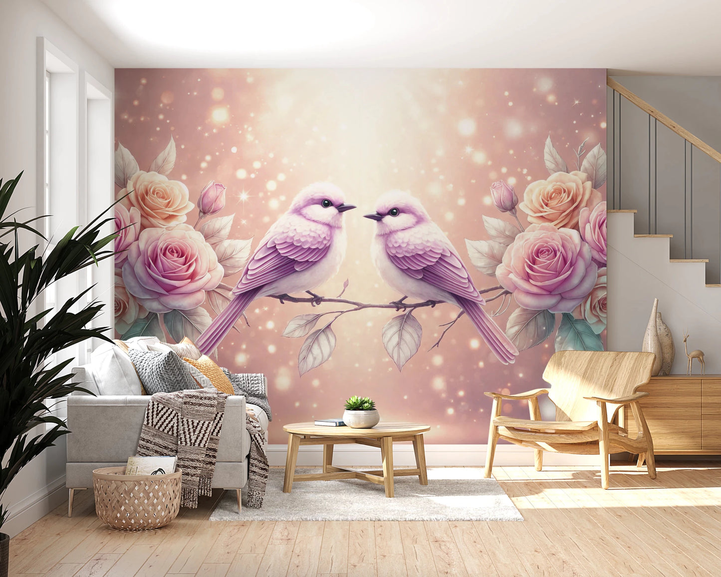 Rose & Songbirds Wall Mural