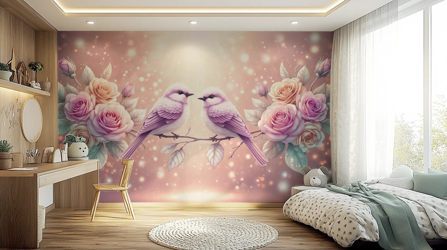 Rose & Songbirds Wall Mural