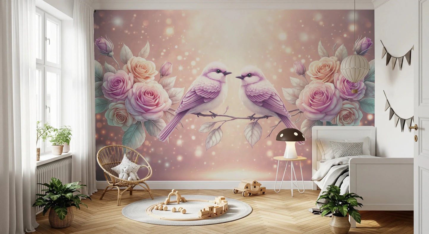 Rose & Songbirds Wall Mural