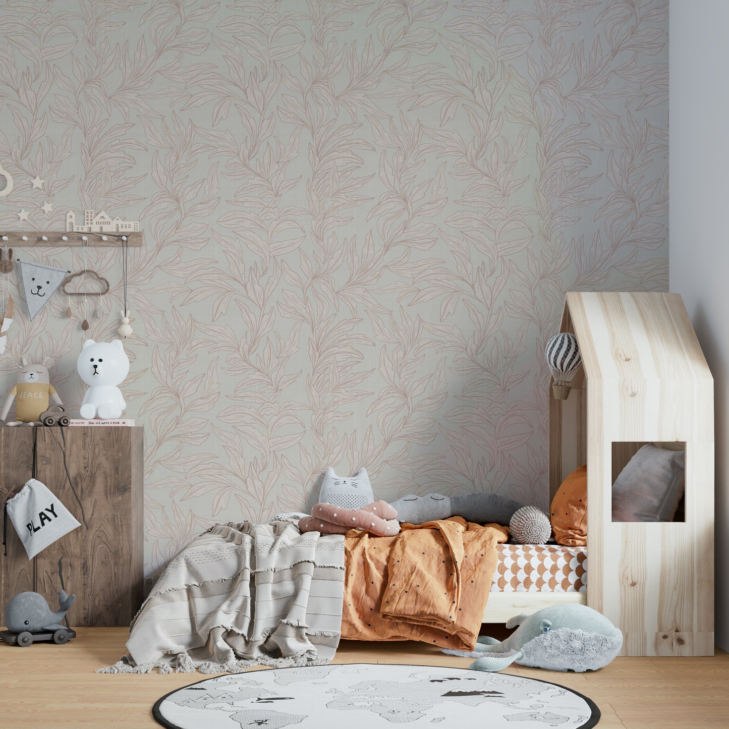 Floral-inspired wallpaper in roseate hues

