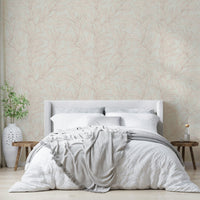 Blush leaf pattern wallpaper with gentle flow

