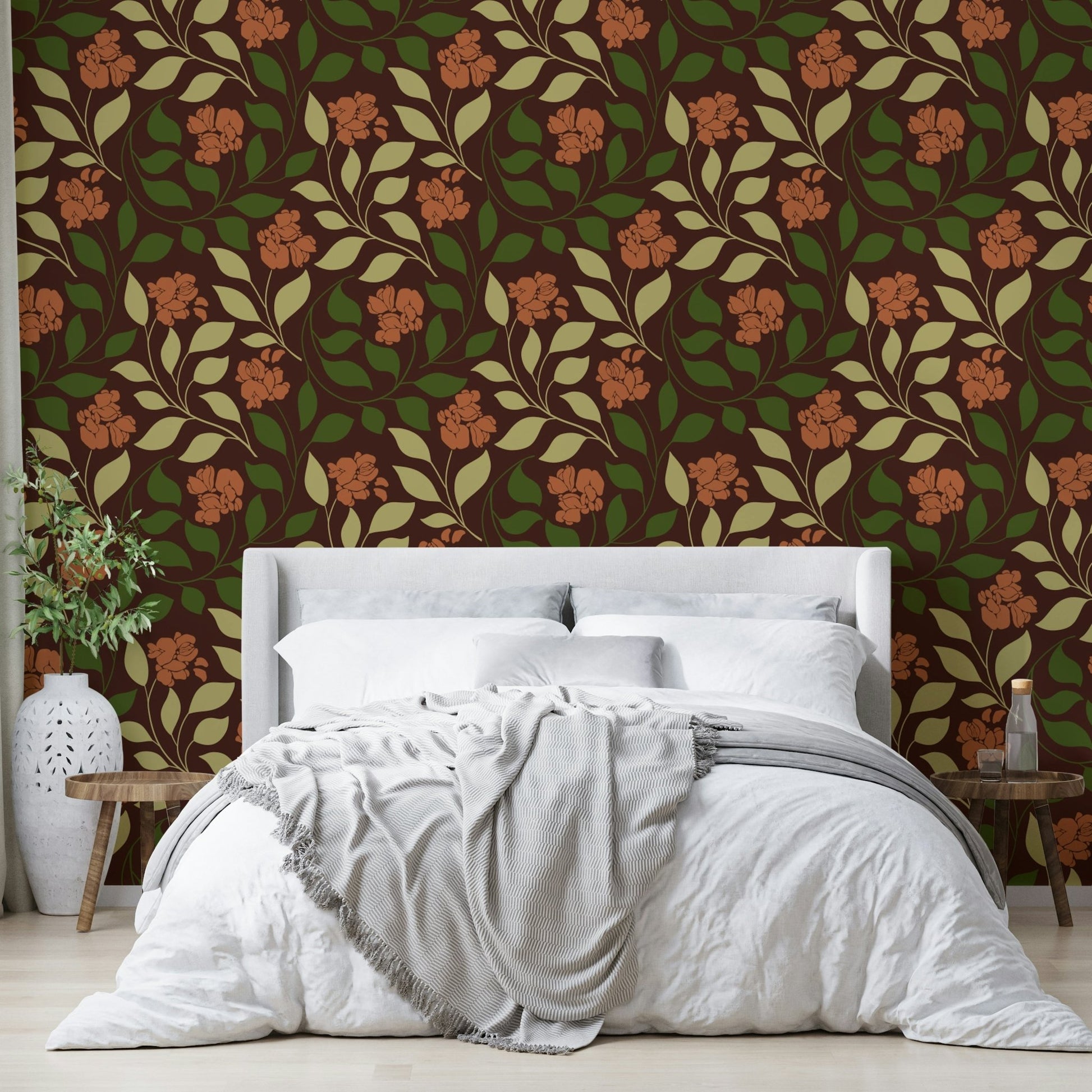 Flowers appear in shades of orange, red, gold, and brown.
