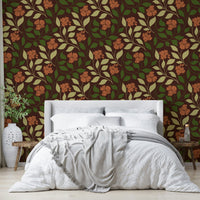 Flowers appear in shades of orange, red, gold, and brown.
