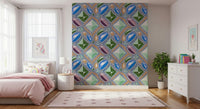 Royal Gemstone Pattern Wallpaper – Luxurious wallpaper featuring pastel blue gem motifs in a delicate, elegant arrangement.