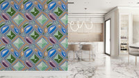 Blue Pastel Crystal Wall Mural – Soft, sophisticated wallpaper with blue gemstone textures and regal styling.