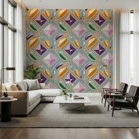 Royal Gemstone Pattern Wallpaper – Luxurious wallpaper featuring pastel pink gem motifs in a delicate, elegant arrangement.