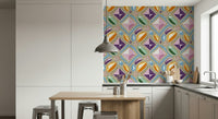 Royal Pink Pastel Gems Wall Mural – Elegant mural featuring scattered pink gemstone shapes with soft pastel shading.