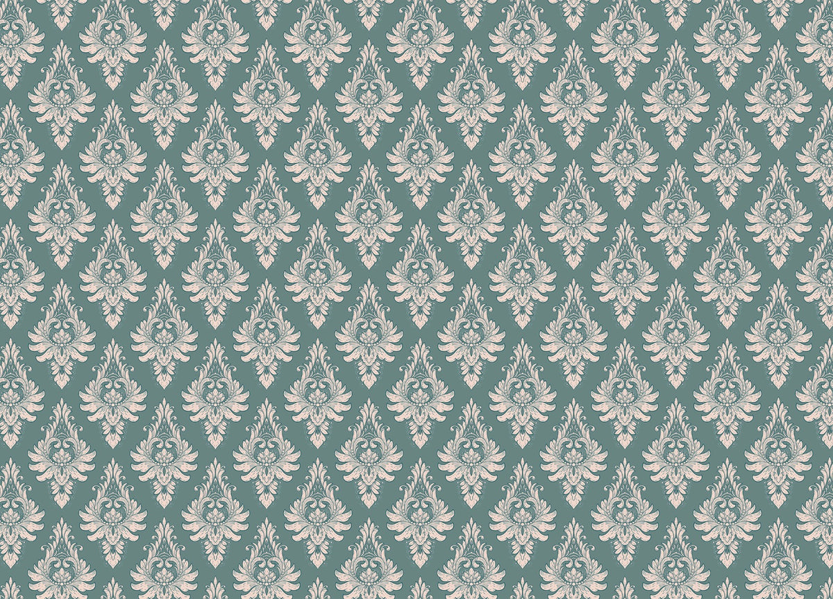 Green Damask Wallpaper for Elegant Walls in your room — zoomed