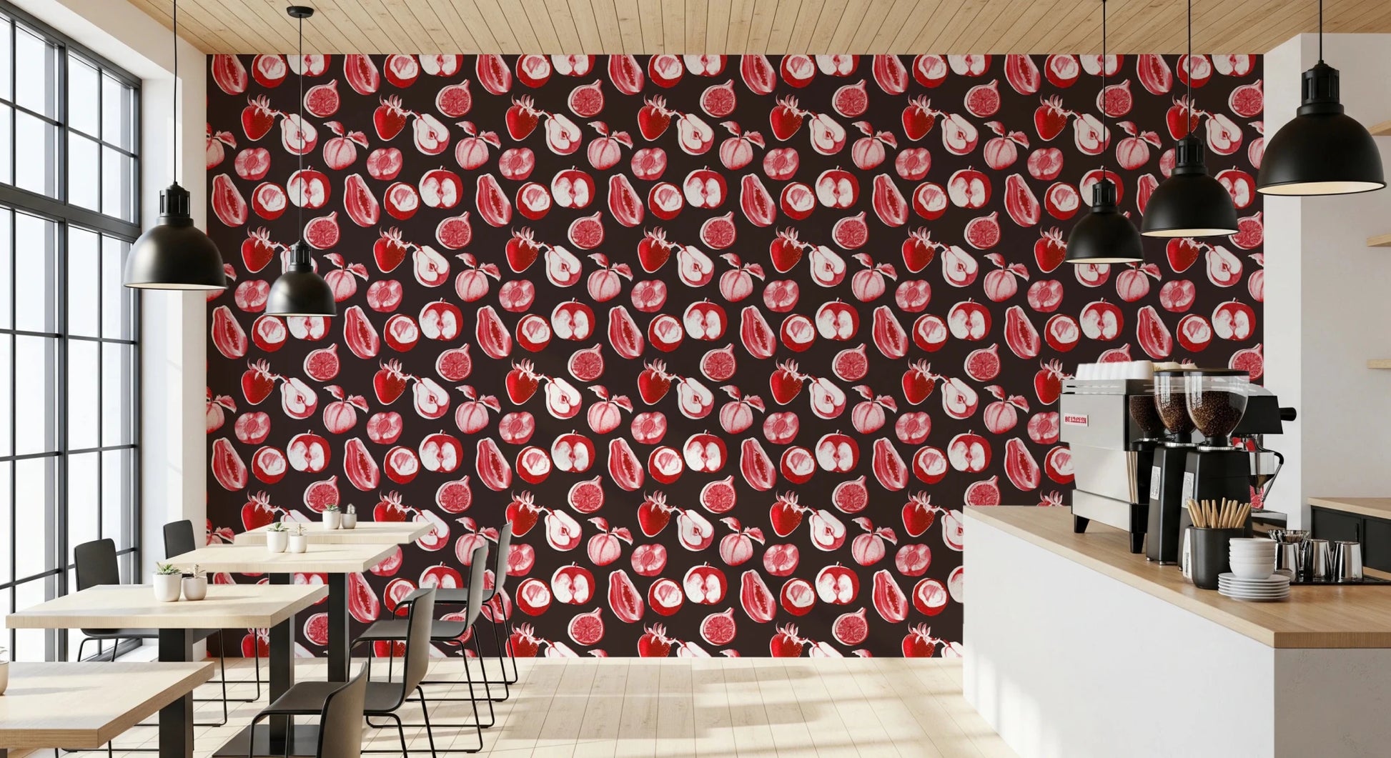 Ruby Harvest Retro summer fruits Wallpaper⁠