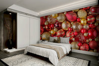 Layered ruby hues wall mural for interiors

