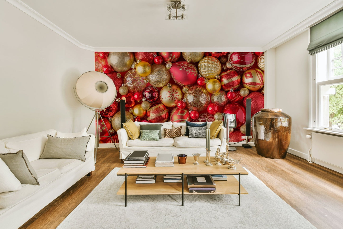 Contemporary wall mural with ruby radiance

