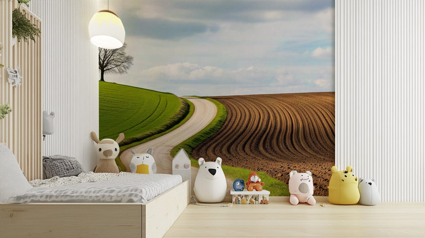 A detail shot of the rolling hills in the wallpaper.