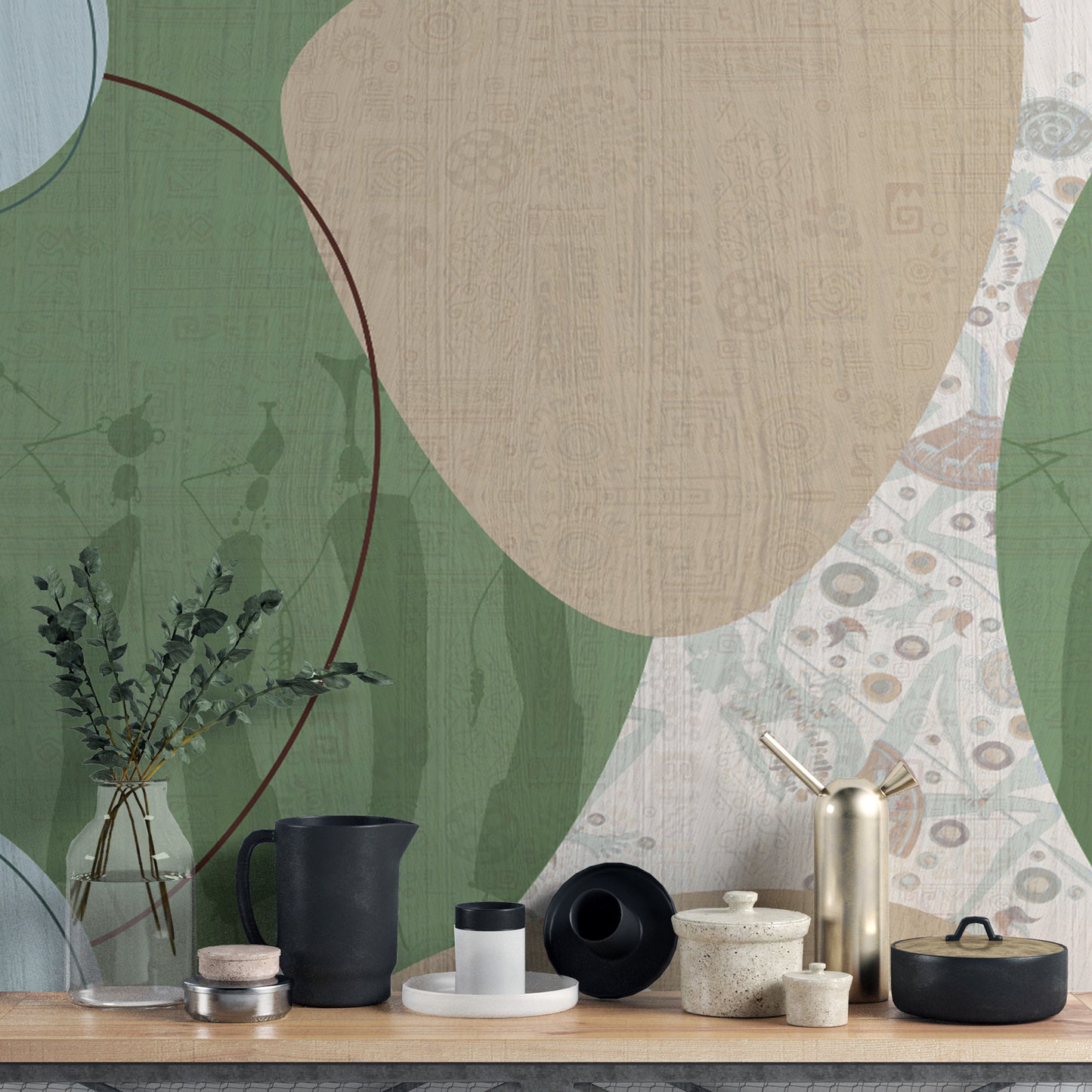 Rustic Abstract Tribal Wall Mural