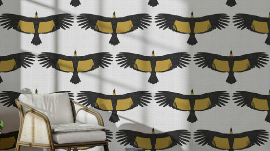 Nature-themed wallpaper with flock of condors

