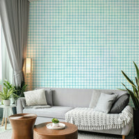 Watercolor gingham pattern wall mural
