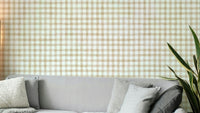 Rustic beige gingham wallpaper design
