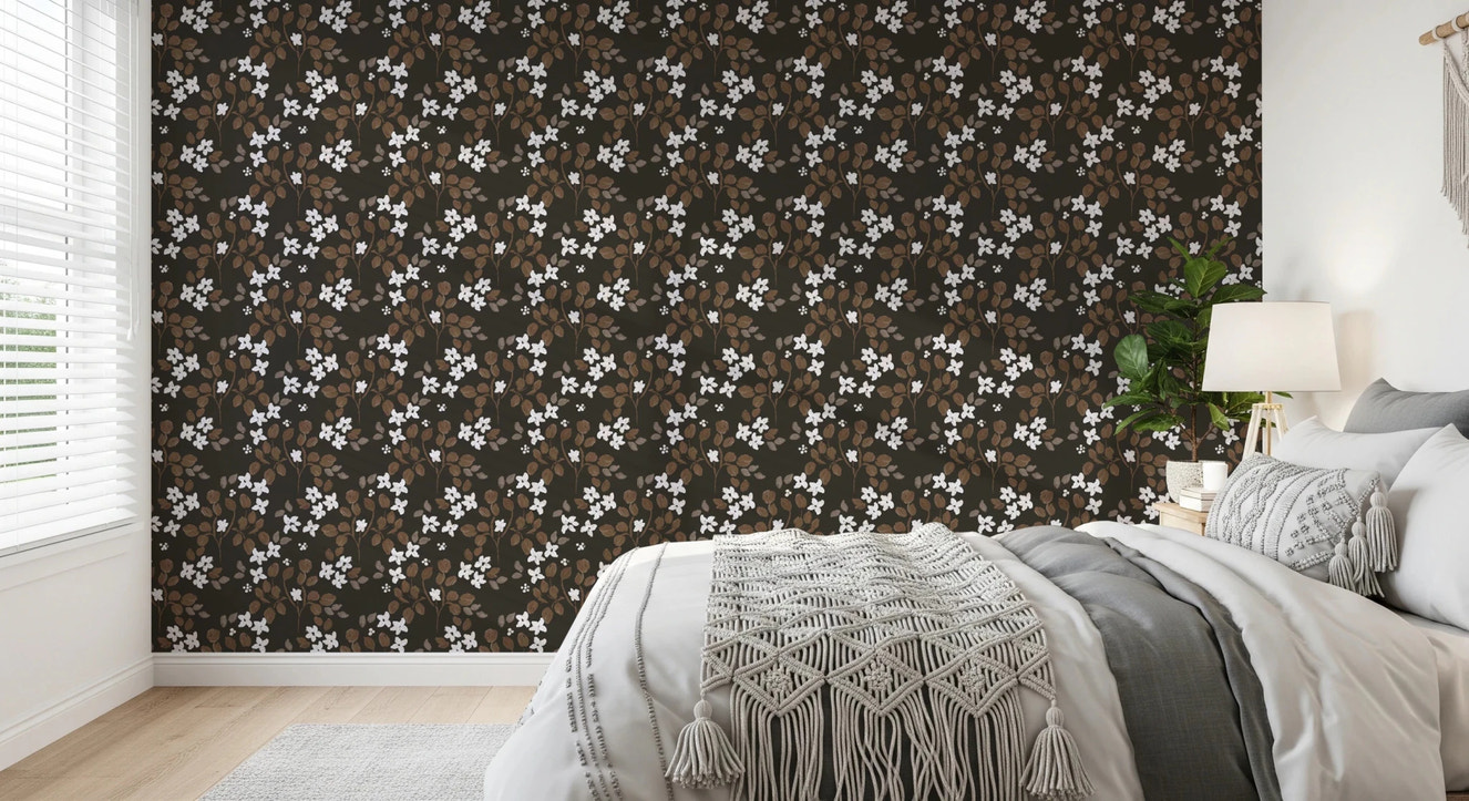 Rustic Bloom Small white oil painted flowers Wallpaper⁠