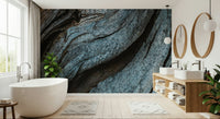 Rustic Blue Wood Wall Mural featuring weathered wooden planks in soft blue tones for cozy, farmhouse-style interiors.