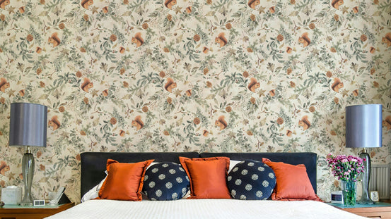 Rustic wallpaper with hand-drawn botanical leaves

