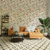 Botanical wall mural in a rustic, natural style

