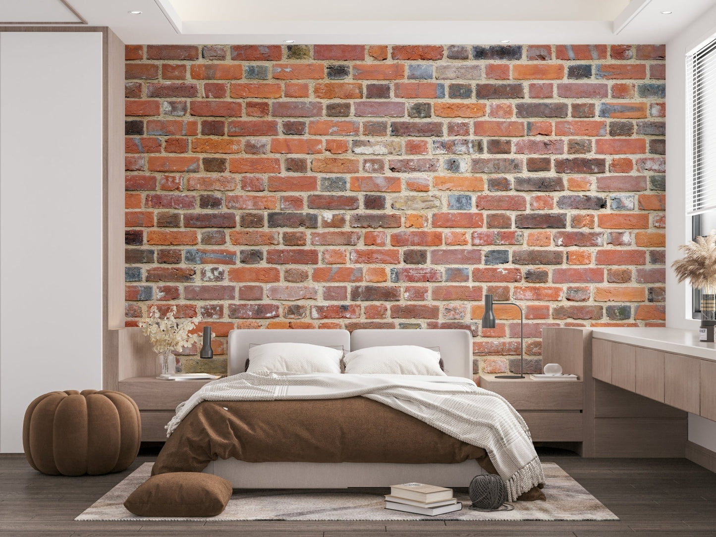 Exposed brick design wallpaper for modern urban spaces.

