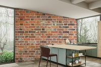 Authentic brick wall mural for creating a warm, industrial room.

