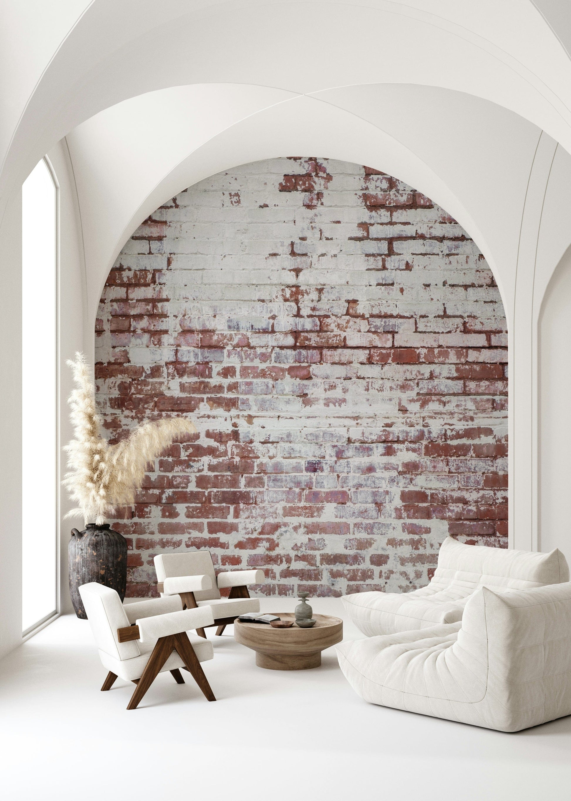Wall mural showcasing weathered, uneven brick patterns for industrial, rustic, or contemporary interiors.