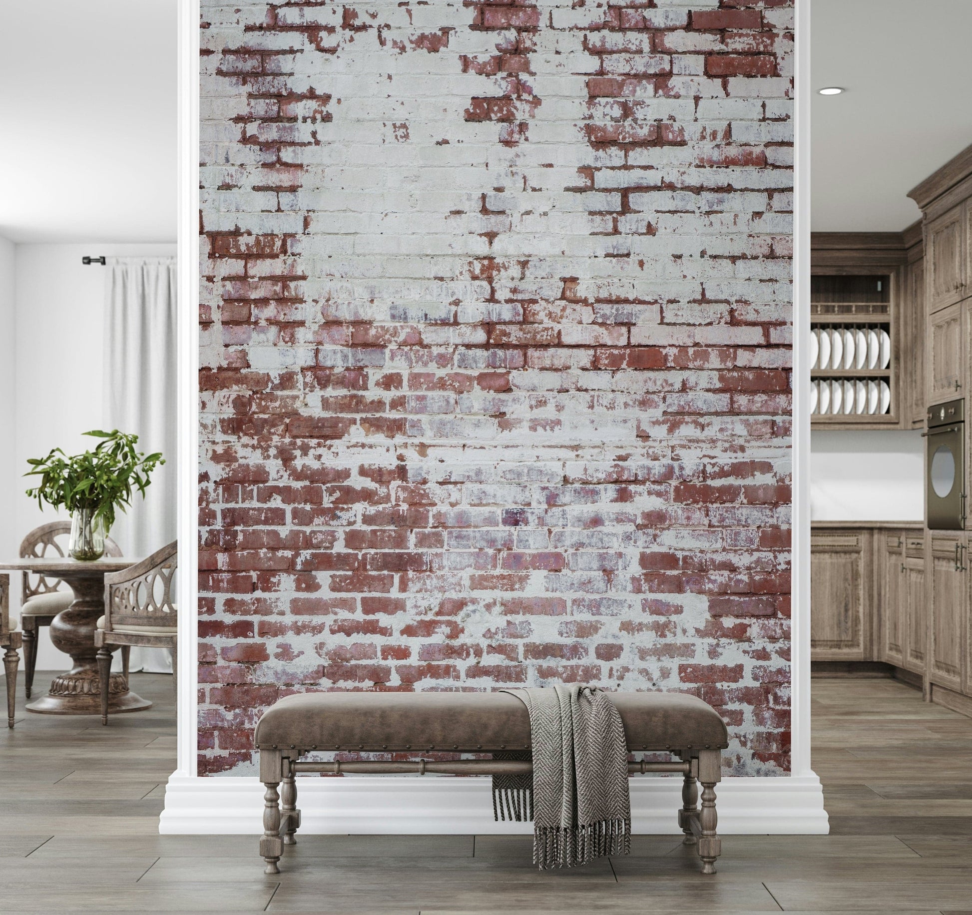 Urban Decay Brick Wall Mural with layered, worn textures creating a realistic and gritty urban aesthetic.