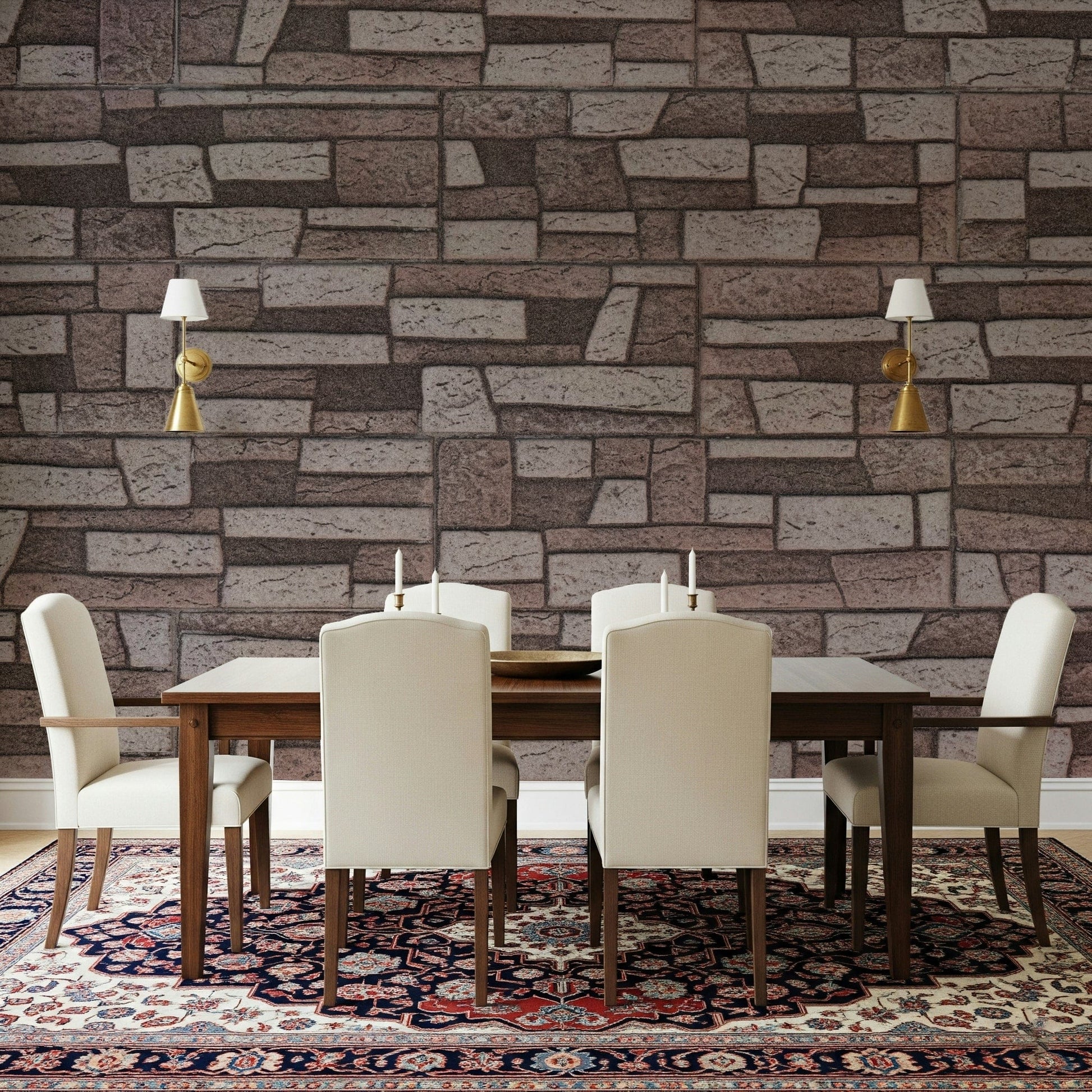 Contemporary mural with detailed brick textures for a cozy interior