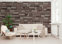 Decorative mural showcasing weathered bricks and natural mortar patterns