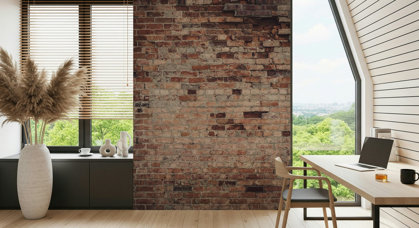 Textured wall mural with urban-inspired rough surfaces for modern loft or industrial interior décor.