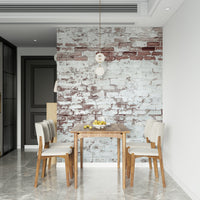 Decorative wallpaper mural with washed vintage bricks for timeless, classic interior appeal.