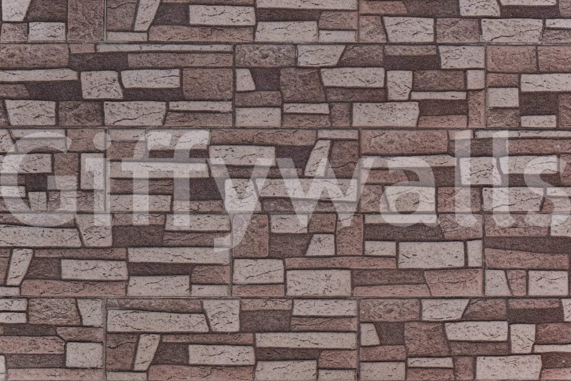 Rustic Brickwork Charm wallpaper mural close-up showing stacked brown and beige stone brick pattern detail