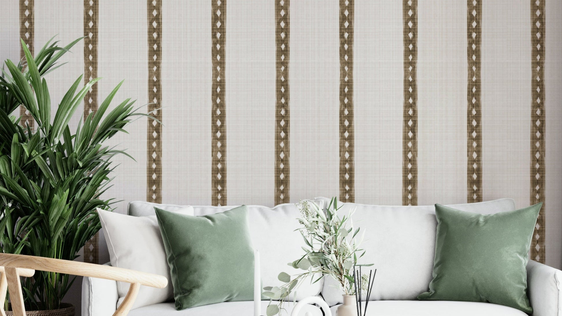 Rustic brown stripes wallpaper for accent wall

