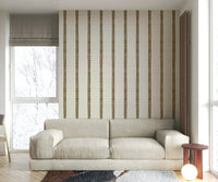 Rustic brown striped wallpaper on living room wall

