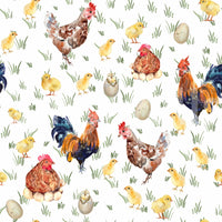 Artistic Watercolor Chicken Coop wallpaper farmhouse pattern.