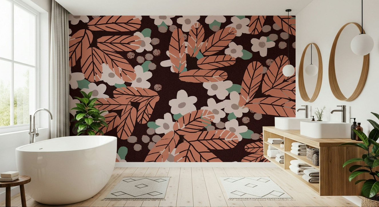 A beautiful rustic daisy field wallpaper mural for a modern home.

