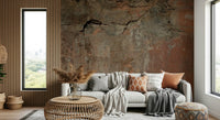 Earth-toned wall mural inspired by natural clay, stone, and soil textures for rustic interior design.